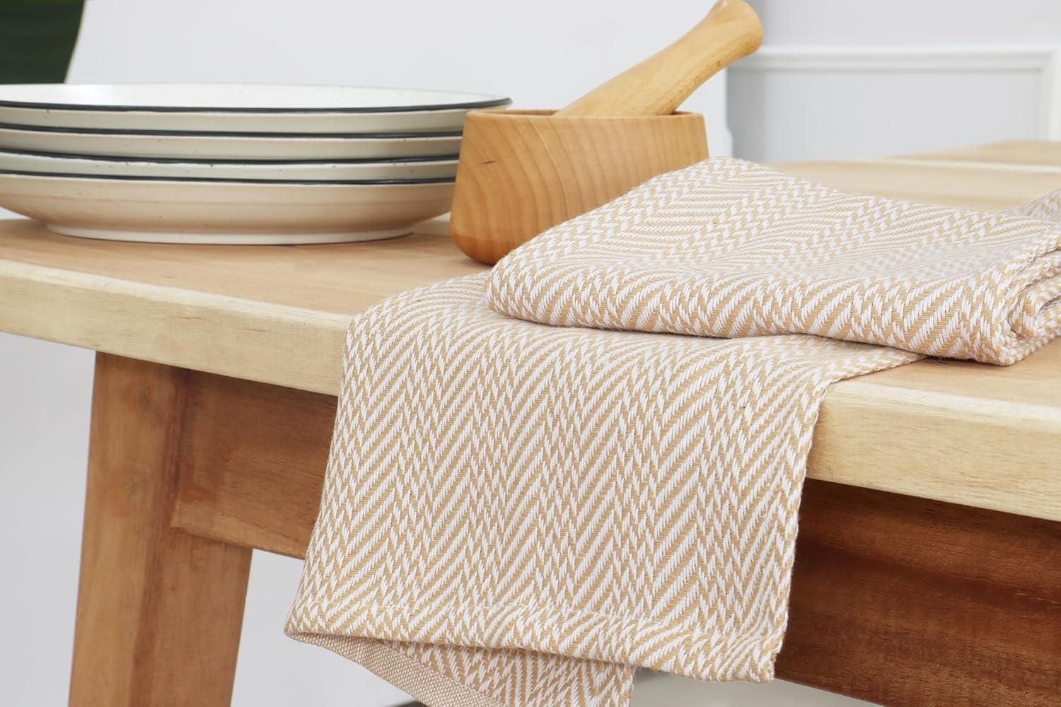 imagePurpleEssences 6Pack Kitchen Towels 15x25 Inch 100 Cotton Waffle Weave Absorbent Reusable Dish ampamp Hand Towels with Hanging Loop for Home ampamp Bar Use Fall Thanksgiving Assorted Dark GrayTan Assorted