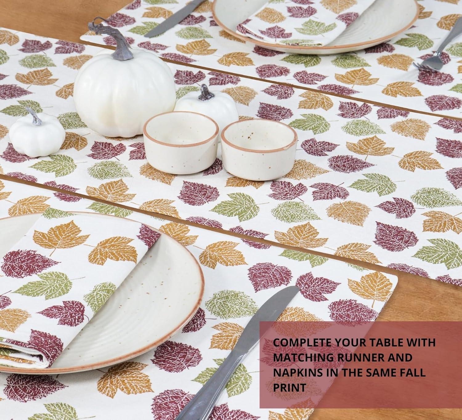 imagePurpleEssences Maple Leaves Fall Placemats Set of 4 13x19In Autumn Fall Table Placemats Washable Cloth Table Mats Thanksgiving Placemats for Party Dining Decor AureliaAutumn Leaves