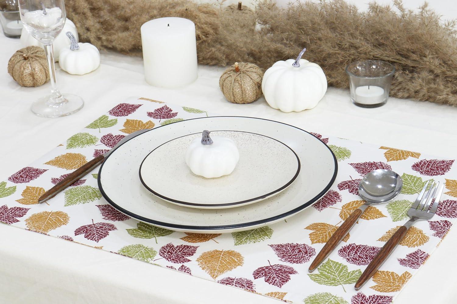 imagePurpleEssences Maple Leaves Fall Placemats Set of 4 13x19In Autumn Fall Table Placemats Washable Cloth Table Mats Thanksgiving Placemats for Party Dining Decor AureliaAutumn Leaves