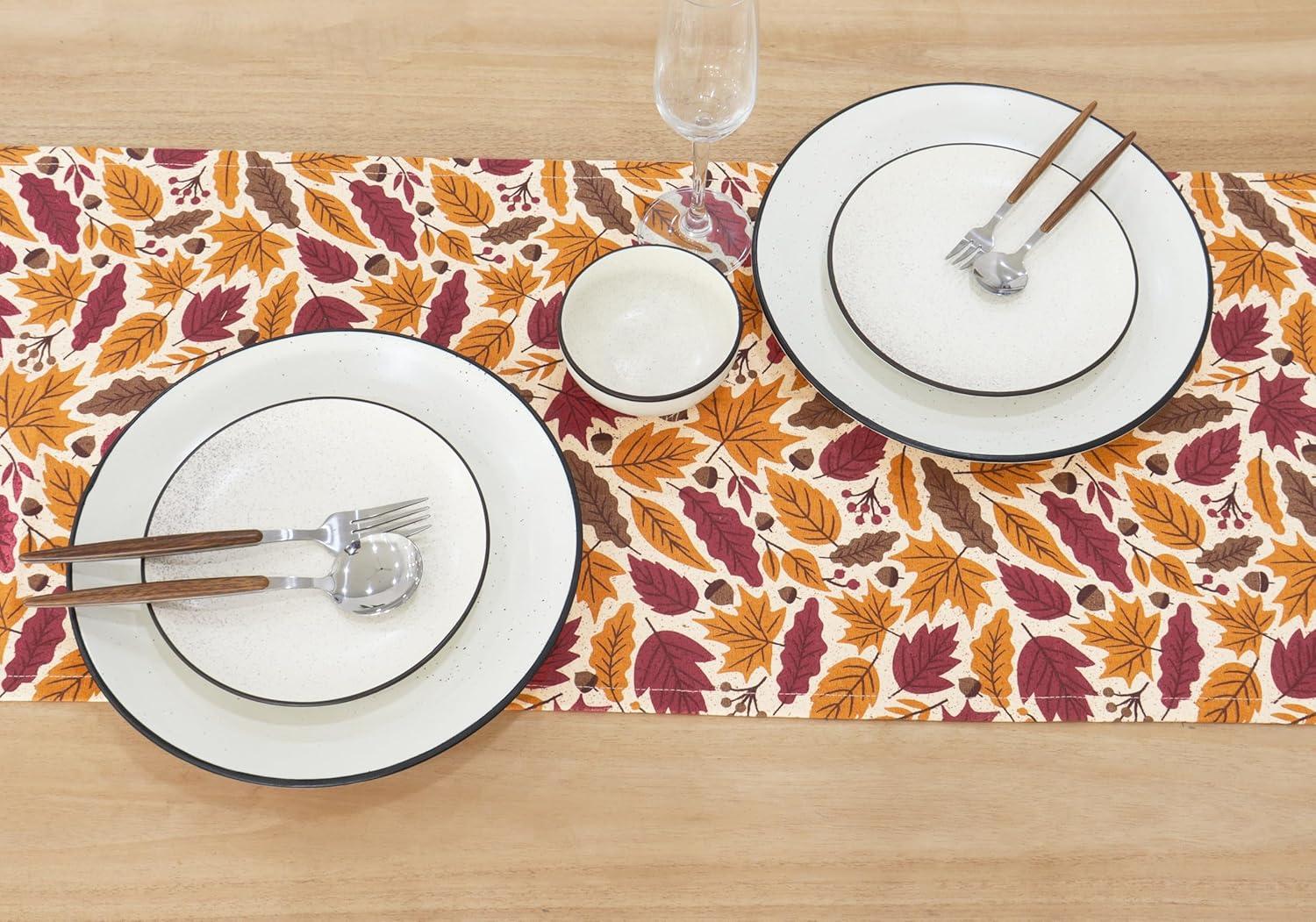 imagePurpleEssences Rust Jacquard Fall Table Runner Collection 14x90in Autumn Table Runner for Fall Harvest ampamp Farmhouse Kitchen Damask Cotton Thanksgiving Table Runners Maple LeavesFall Garden