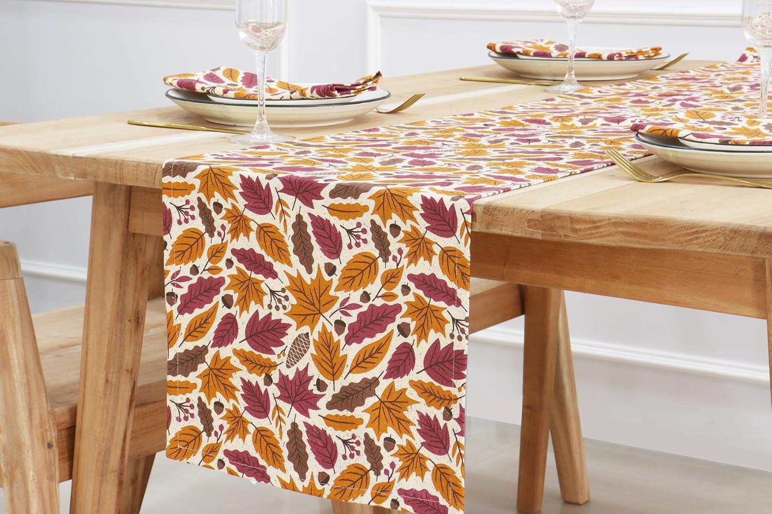 imagePurpleEssences Rust Jacquard Fall Table Runner Collection 14x90in Autumn Table Runner for Fall Harvest ampamp Farmhouse Kitchen Damask Cotton Thanksgiving Table Runners Maple LeavesFall Garden