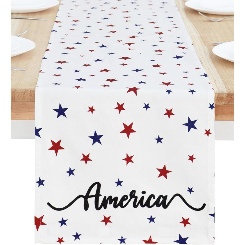 imagePurpleEssences 4th of July Table Runner  Pack of 1  14x72 Inches Independence Day Indoor Outdoor Decorations  Labor Day  Celestial LibertyCelestial Liberty