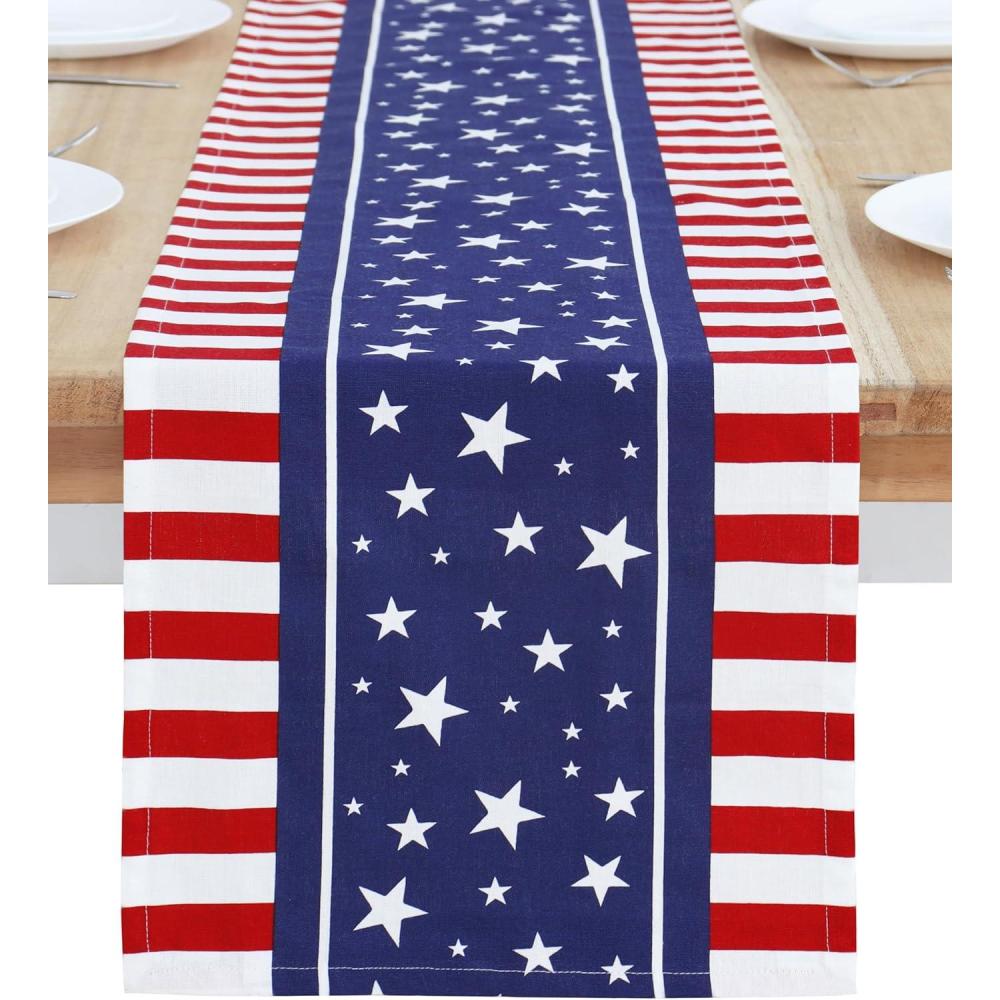 imagePurpleEssences 4th of July Table Runner  Pack of 1  14x72 Inches Independence Day Indoor Outdoor Decorations  Labor Day  Celestial LibertyFreedom Fest
