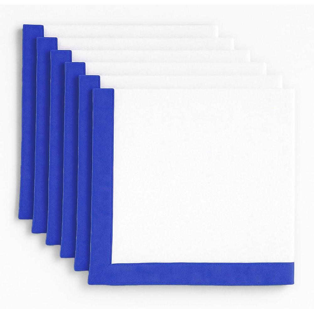 imagePurpleEssences Aqua Blue and White Cloth Napkins  18x18 Set of 6100 Cotton Elegant Hemstitch Dinner Napkins with 1quot Solid Edges Durable Washable  Fall Thanksgiving Table DcorBlue White