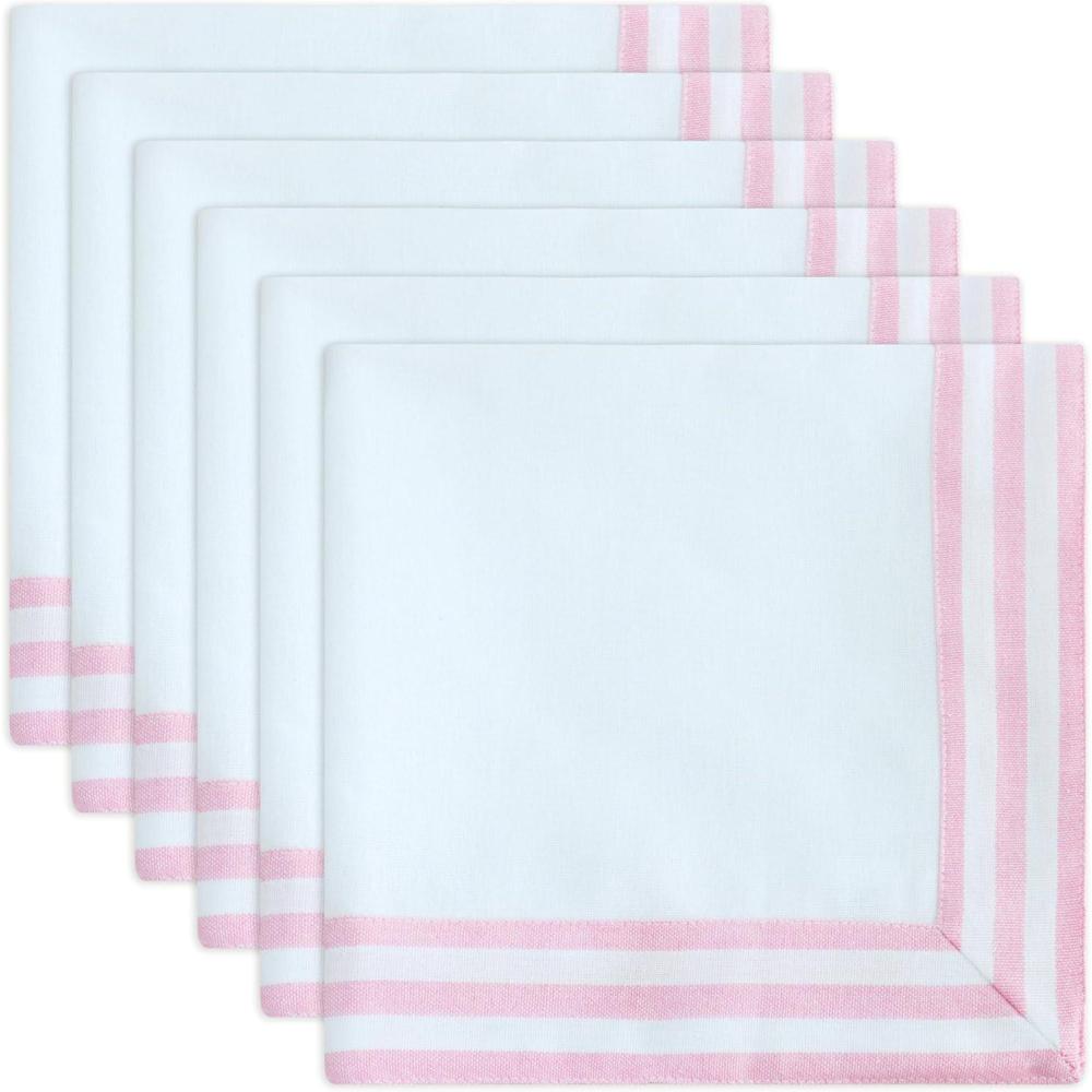 imagePurpleEssences Black and White Cloth Napkins  18x18 Inch Set of 6100 Cotton Elegant Hemstitch Dinner Napkins with 15quot Stripe Edges Durable Washable  Fall Thanksgiving Halloween Table DcorBlush Pink