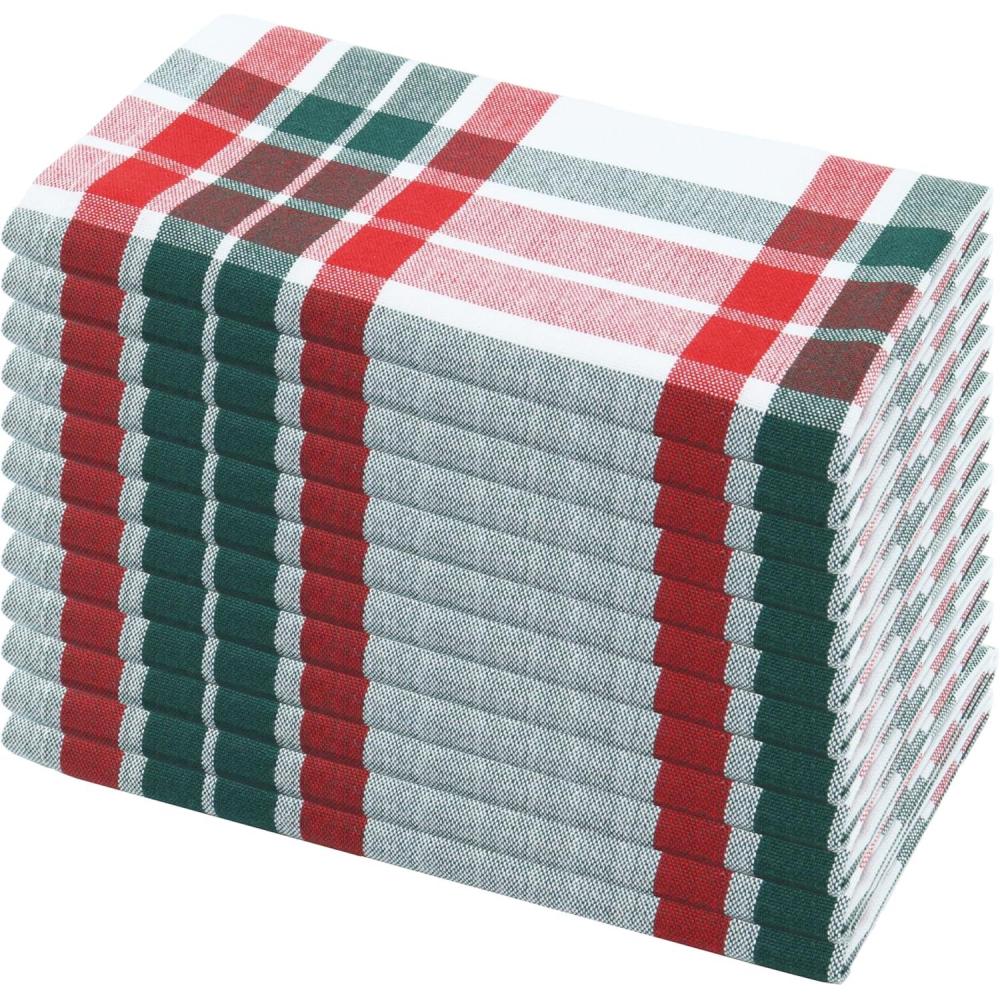 imagePurpleEssences Buffalo Plaid Cloth Napkins  Mitered Corners  4th of July Gingham Check Dinner Napkin  Set of 12100 Cotton  18x18 Inch  Reusable Washable  Labor Day  Red White BlueHomestead Plaid RedGreenWhite