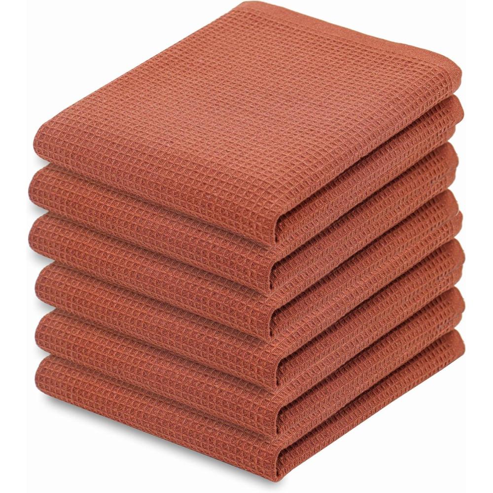 imagePurpleEssences Dish Cloths and Dish Rags  8 Pack Waffle Weave Solid Kitchen Dish Wash Cloths 100 Cotton 12 x 12 Inches Ultra Soft Absorbent Quick Drying Fall Thanksgiving  RedRust