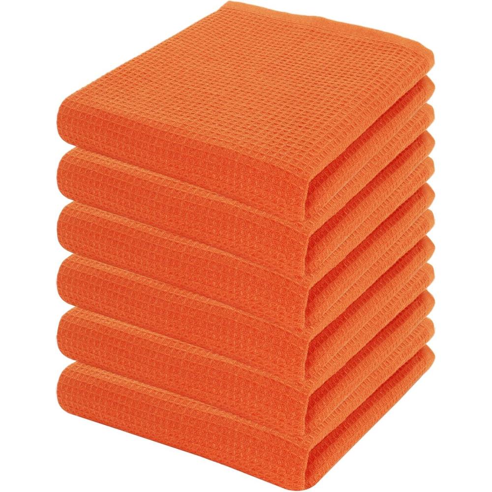 imagePurpleEssences Dish Cloths and Dish Rags  8 Pack Waffle Weave Solid Kitchen Dish Wash Cloths 100 Cotton 12 x 12 Inches Ultra Soft Absorbent Quick Drying Fall Thanksgiving  RedOrange