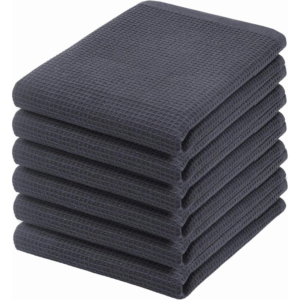 imagePurpleEssences Dish Cloths and Dish Rags  8 Pack Waffle Weave Solid Kitchen Dish Wash Cloths 100 Cotton 12 x 12 Inches Ultra Soft Absorbent Quick Drying Fall Thanksgiving  RedDark Grey