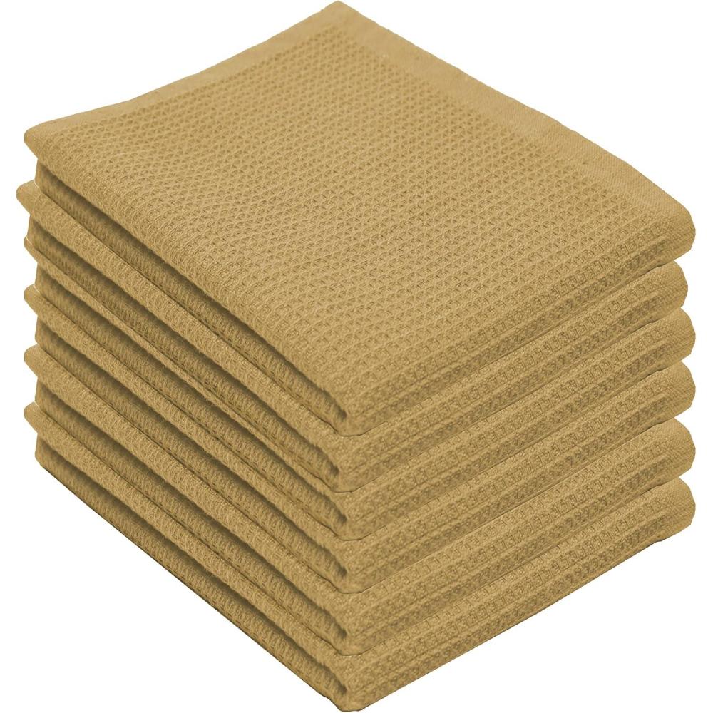 imagePurpleEssences Dish Cloths and Dish Rags  8 Pack Waffle Weave Solid Kitchen Dish Wash Cloths 100 Cotton 12 x 12 Inches Ultra Soft Absorbent Quick Drying Fall Thanksgiving  RedBeige
