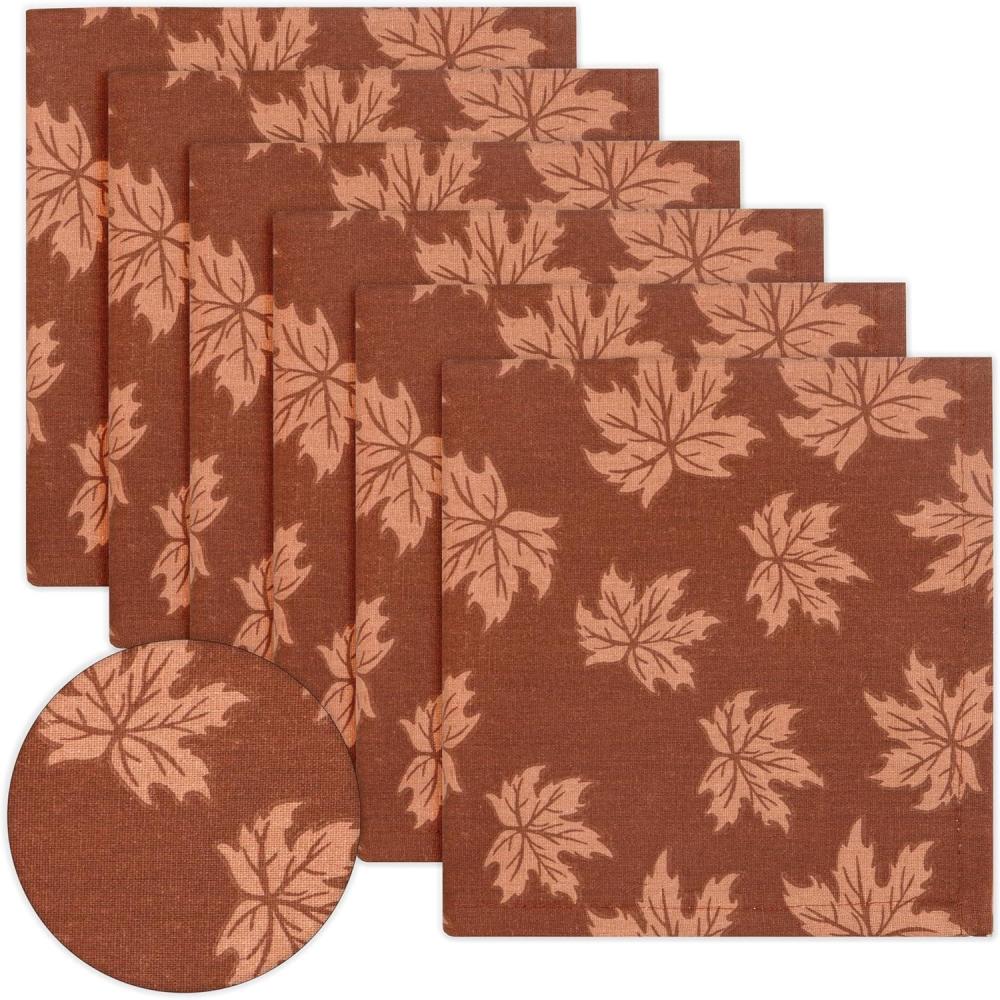 imagePurpleEssences Fall Harvest Decor Thanksgiving Napkins 18x18 Fall Cloth Napkins Set of 6 100 Cotton Autumn Fall Leaves Dinner Napkins for Farmhouse Kitchen Maple LeavesDamask Maple Leaves