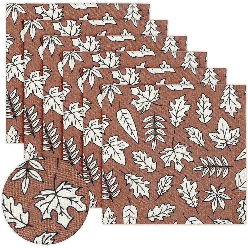 imagePurpleEssences Fall Harvest Thanksgiving Napkins 18x18 Inch  100 Cotton Autumn Leaves Print  Reusable Washable Dinner Napkins for Home Kitchen ampamp Parties  Fall MazeHeap of Autumn