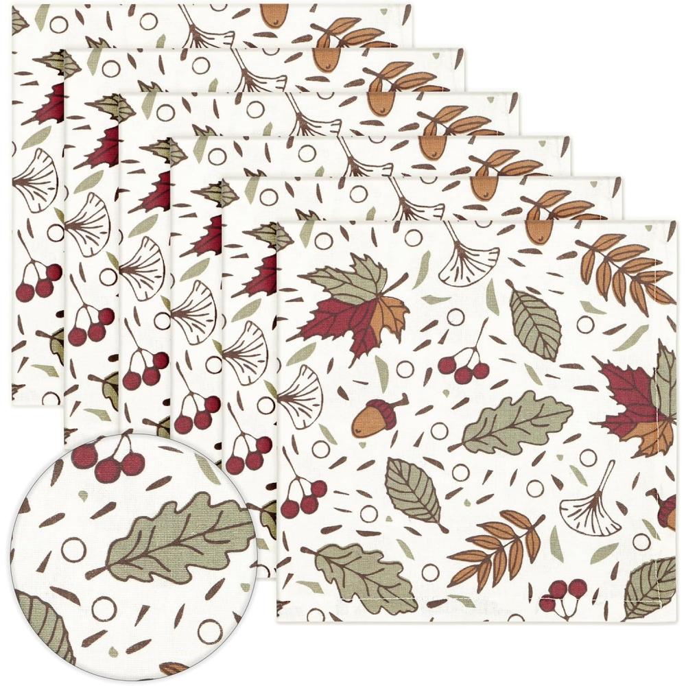 imagePurpleEssences Fall Harvest Thanksgiving Napkins 18x18 Inch  100 Cotton Autumn Leaves Print  Reusable Washable Dinner Napkins for Home Kitchen ampamp Parties  Fall MazeSienna Sage