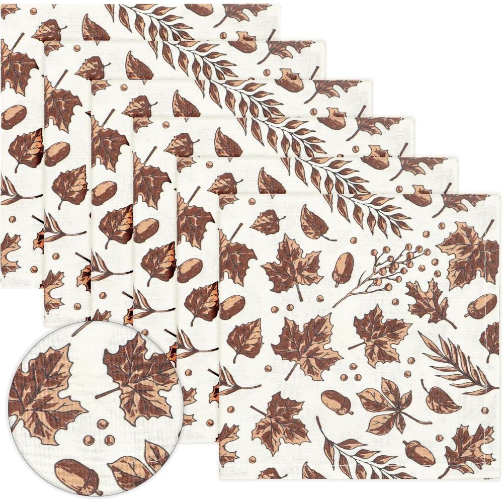 imagePurpleEssences Fall Harvest Thanksgiving Napkins 18x18 Inch  100 Cotton Autumn Leaves Print  Reusable Washable Dinner Napkins for Home Kitchen ampamp Parties  Fall MazeFall Dream