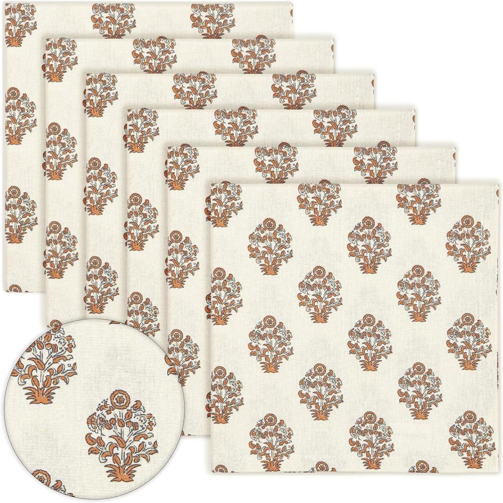 imagePurpleEssences Fall Harvest Thanksgiving Napkins 18x18 Inch  100 Cotton Autumn Leaves Print  Reusable Washable Dinner Napkins for Home Kitchen ampamp Parties  Fall MazeGoldenrod Beige