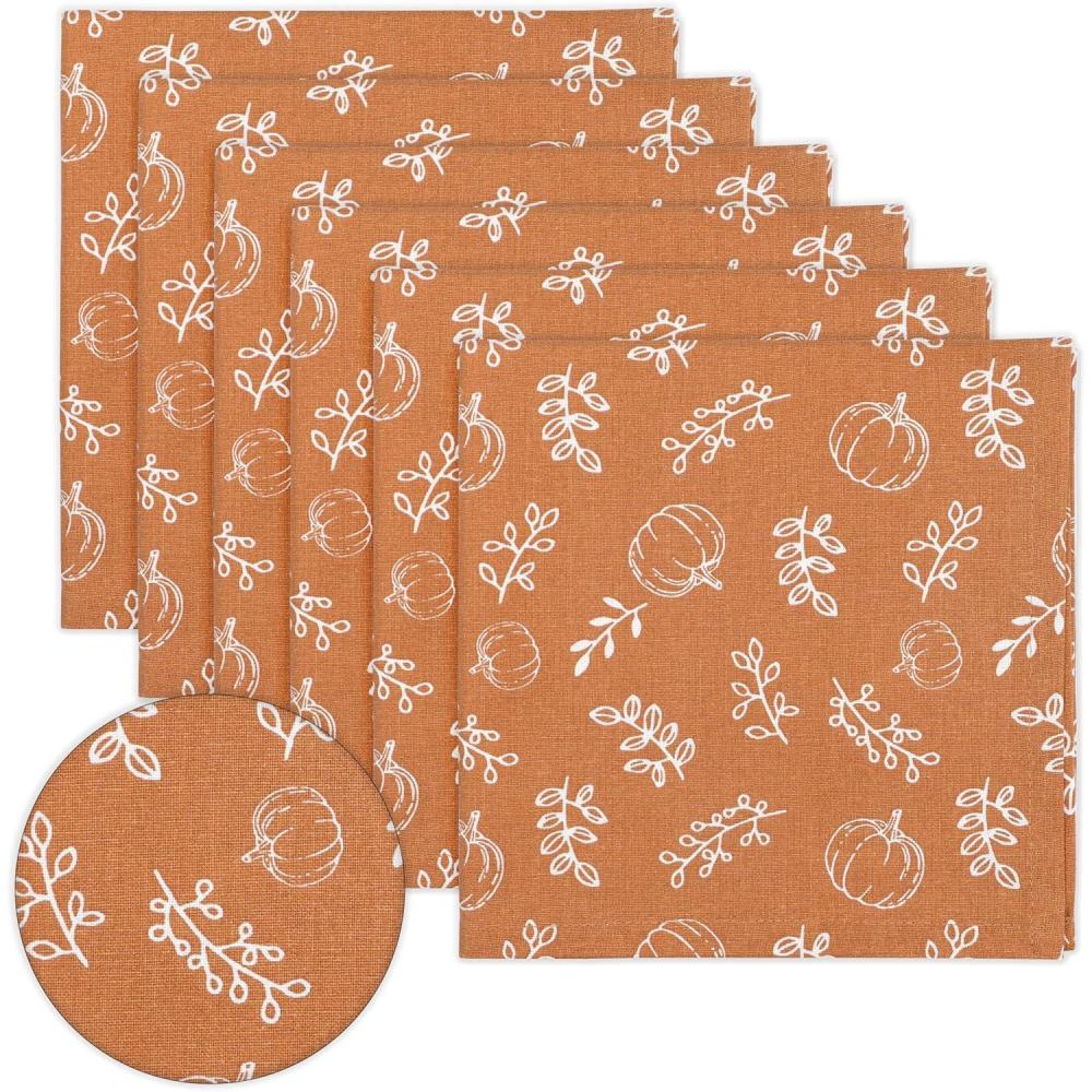 imagePurpleEssences Fall Pumpkin Harvest Thanksgiving Cloth Napkins 18x18 Inch Set of 6  Reusable Washable Dinner Napkins for Home Kitchen ampamp Parties  Pumpkin SpicePumpkin Spice
