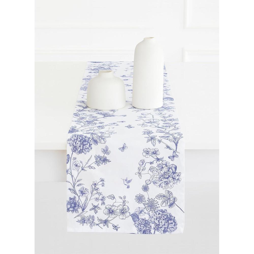 imagePurpleEssences Floral Table Runner  100 Cotton  for Seasonal Formhouse Kitchen and Dining Table Decor  Fall Thanksgiving  14 x 72 Inches  French Flower GardenFrench Flower Garden