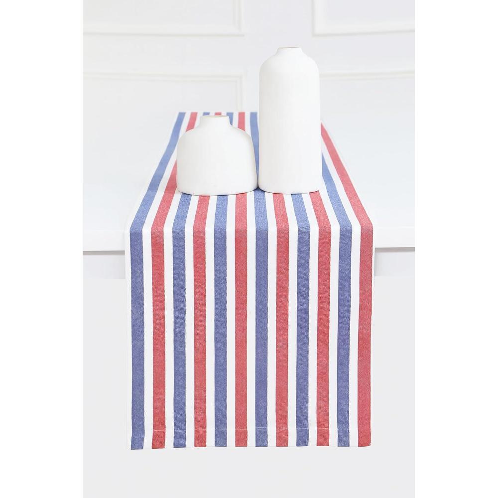 imagePurpleEssences French Striped Table Runner 72 inches Long Stripe Runner 14 x 72 Inch 100 Cotton  Durable Washable Fabric for Fall Thanksgiving  HWhite and Nut BrownStripe  4th of July RedBlueWhite