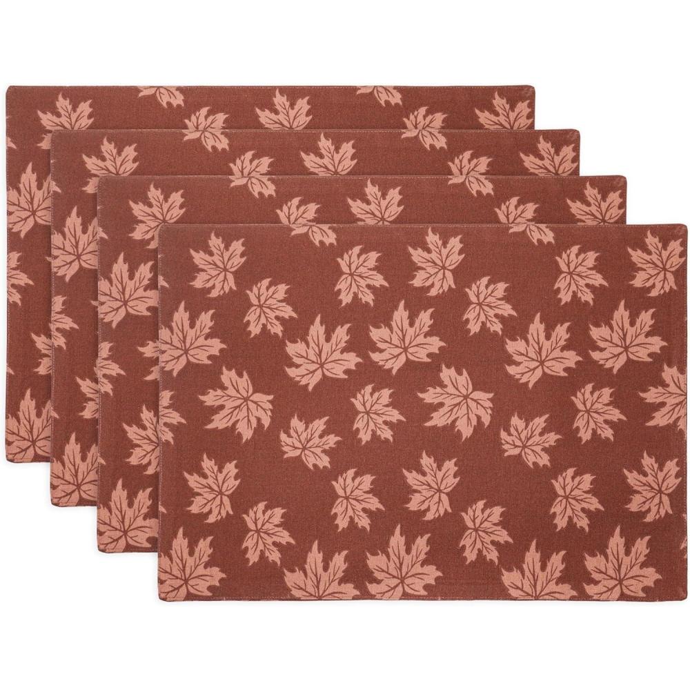 imagePurpleEssences Maple Leaves Fall Placemats Set of 4 13x19In Autumn Fall Table Placemats Washable Cloth Table Mats Thanksgiving Placemats for Party Dining Decor AureliaDamask Maple Leaves