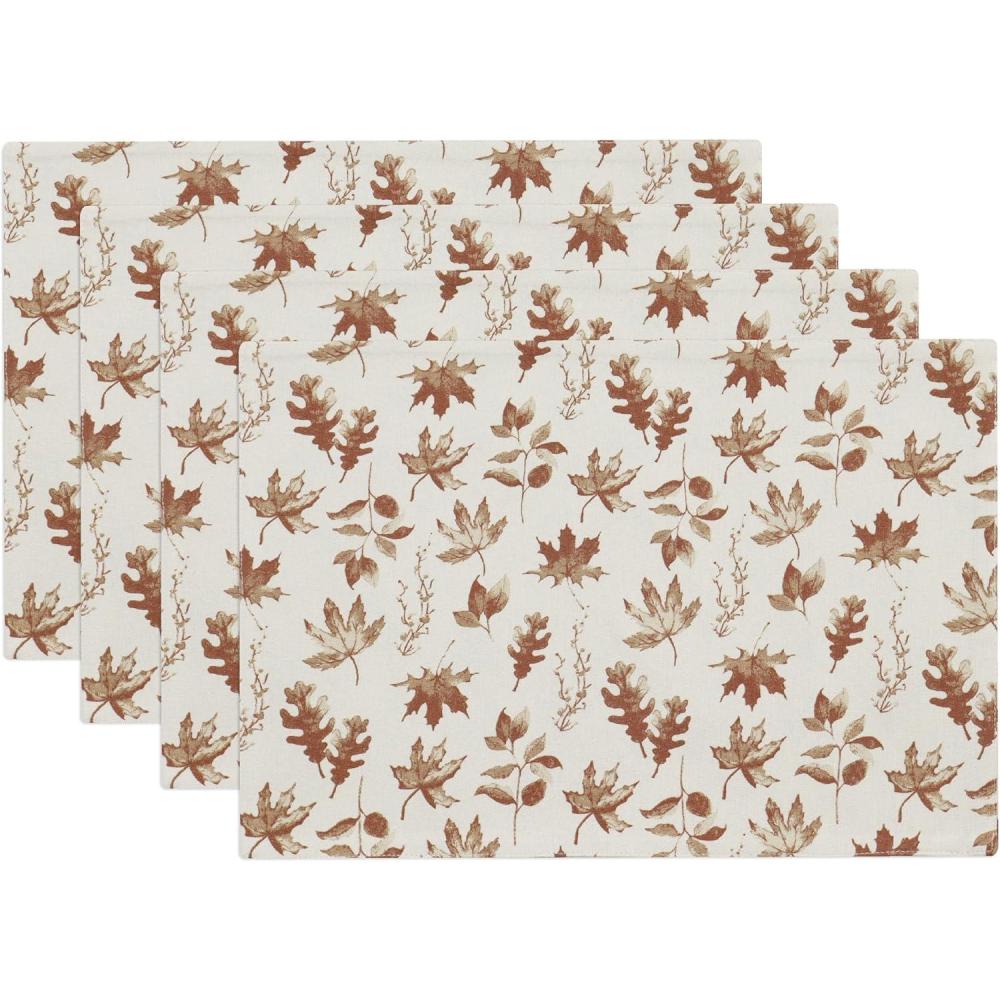 imagePurpleEssences Maple Leaves Fall Placemats Set of 4 13x19In Autumn Fall Table Placemats Washable Cloth Table Mats Thanksgiving Placemats for Party Dining Decor AureliaAurelia