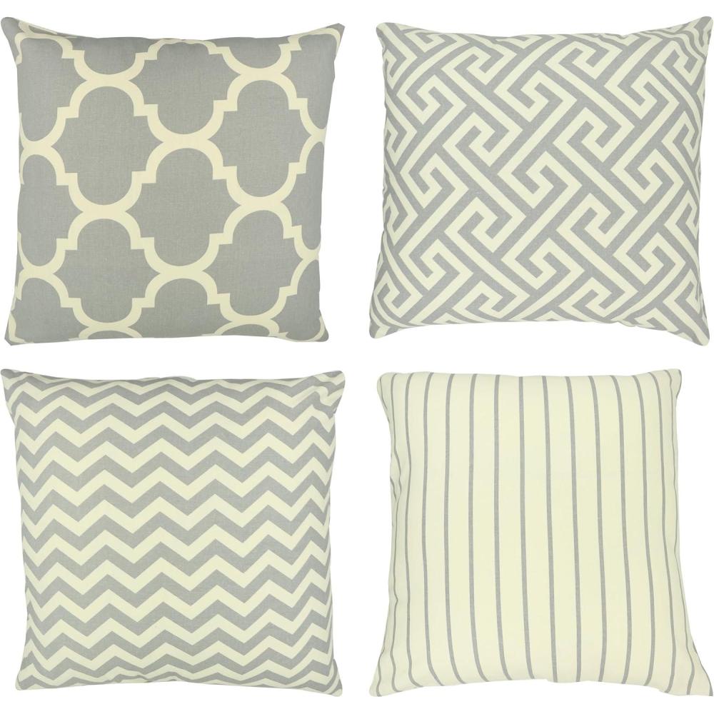imagePurpleEssences Modern Pattern Spring Summer Easter Sofa Pillow Covers Set of 4 Pillow Covers 18x18  Decorative Geometric Throw Pillow Cushion Case for Indoor Outdoor Car  Square Sage Green SquareGrey