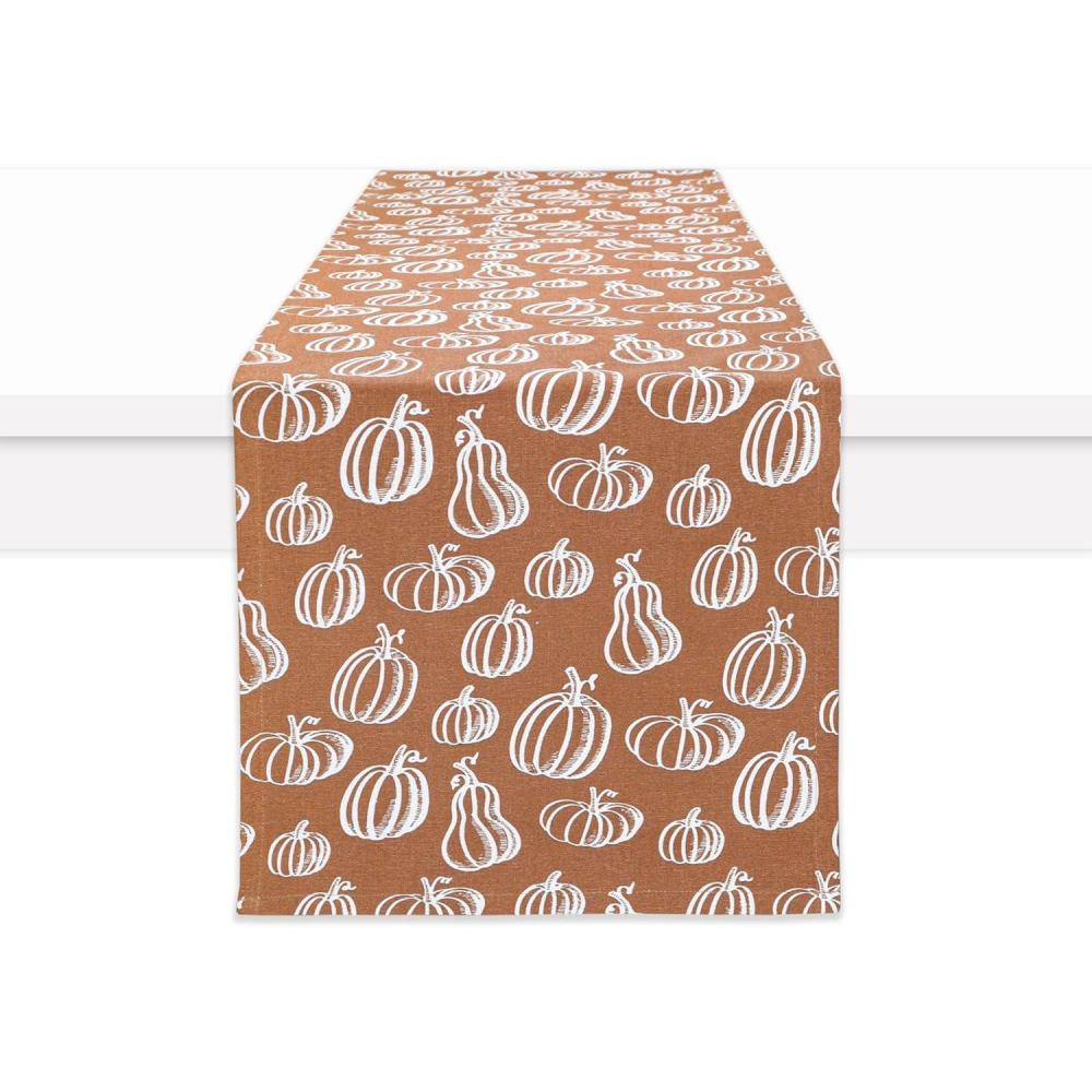 imagePurpleEssences Pumpkin Table Runner 13x72 Inch  Fall Harvest Seasonal Decor with Pumpkins  Cotton Dining Table Centerpiece for Thanksgiving Home Gatherings Harvest 13 x 72 InchHarvest