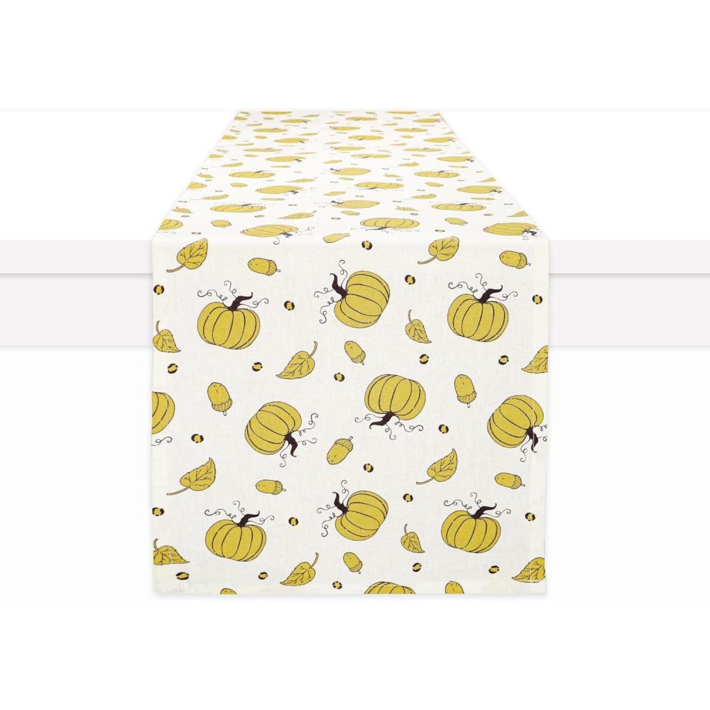 imagePurpleEssences Pumpkin Table Runner 13x72 Inch  Fall Harvest Seasonal Decor with Pumpkins  Cotton Dining Table Centerpiece for Thanksgiving Home Gatherings Harvest 13 x 72 InchAcorn