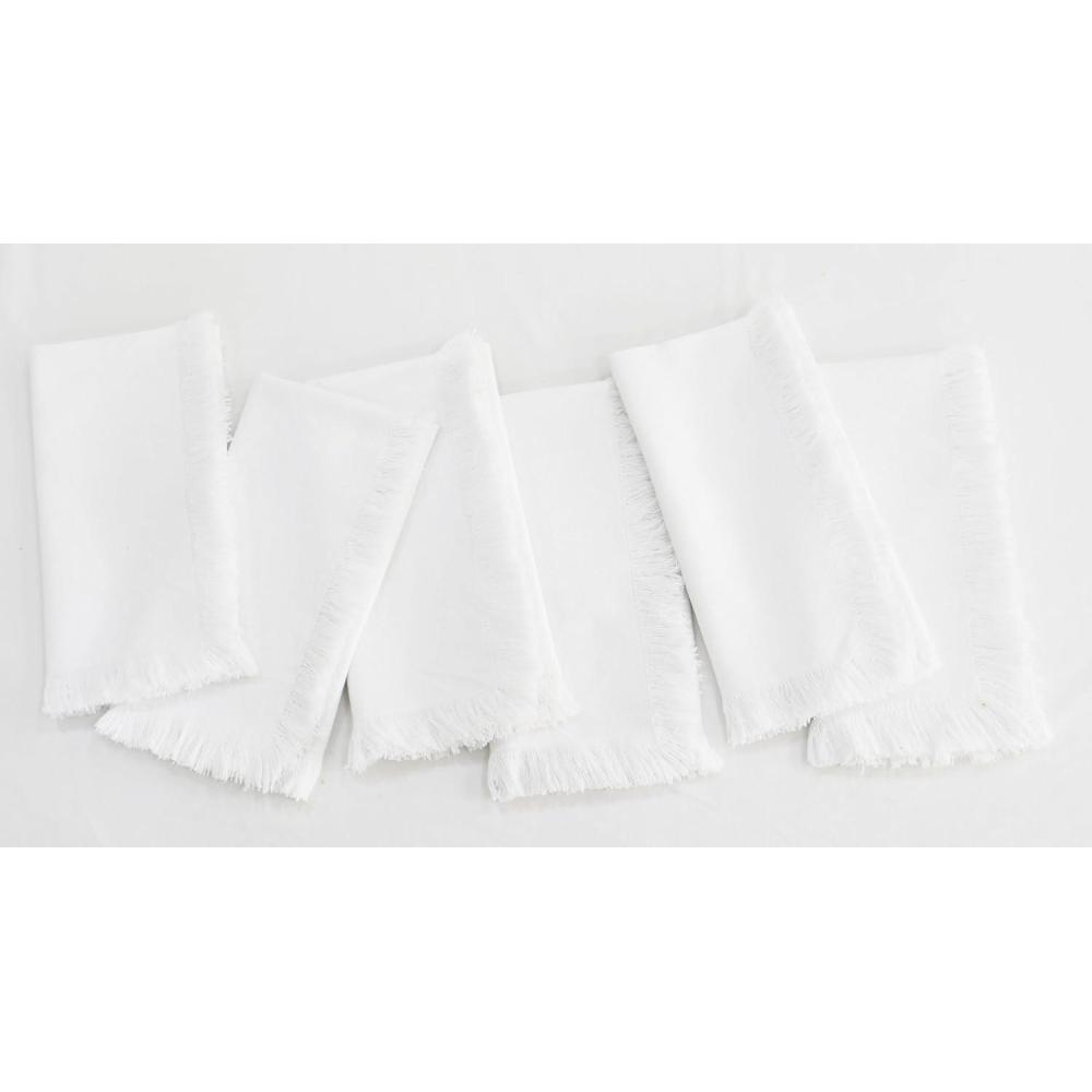 imagePurpleEssences Rust Cloth Napkins with Fringes 100 Cotton Fall Thanksgiving Table Cloth Napkins Set of 6 18x18 Inch Reusable Dinner Napkins for Parties and WeddingsWhite