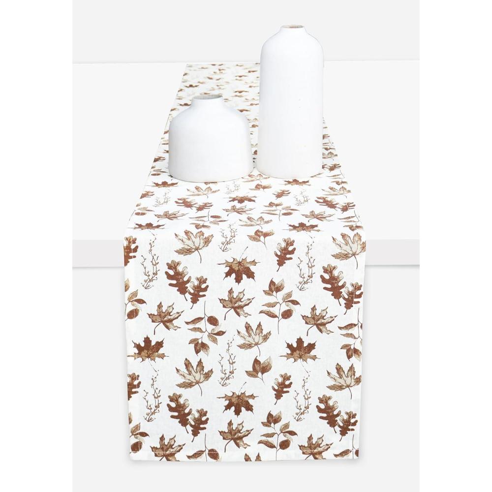 imagePurpleEssences Rust Jacquard Fall Table Runner Collection 14x90in Autumn Table Runner for Fall Harvest ampamp Farmhouse Kitchen Damask Cotton Thanksgiving Table Runners Maple LeavesAurelia