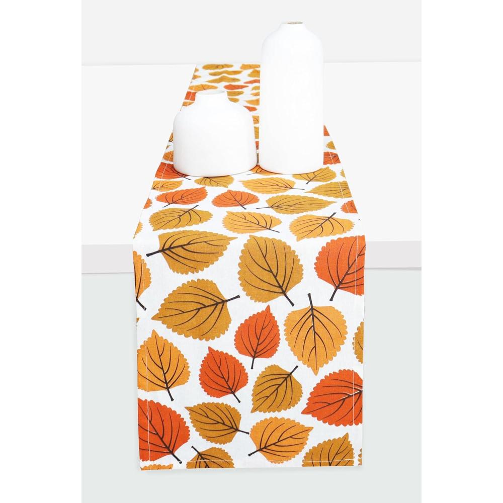 imagePurpleEssences Rust Jacquard Fall Table Runner Collection 14x90in Autumn Table Runner for Fall Harvest ampamp Farmhouse Kitchen Damask Cotton Thanksgiving Table Runners Maple LeavesAmber