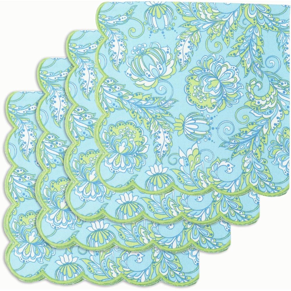 imagePurpleEssences Scalloped Embroidery Cloth Napkins Table Decor Fall Thanksgiving Halloween 100 Cotton Set of 418 x 18 inch  Black  Edges  OrangeLight Blue Edges  Sage Green