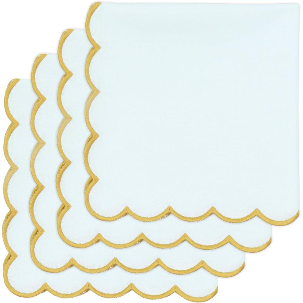 imagePurpleEssences Scalloped Embroidery Cloth Napkins Table Decor Fall Thanksgiving Halloween 100 Cotton Set of 418 x 18 inch  Black  Edges  OrangeWhiteedges Gold