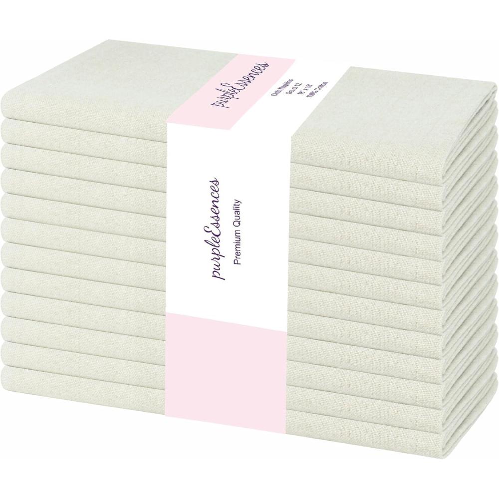 imagePurpleEssences Set of 12 Cloth Dinner Napkins 100 Cotton 18x18 Inch  Soft Durable Washable  Ideal for Farmhouse Party Fall Thanksgiving  Perfect Everyday Use Table Linen  BurgundyRoyal Linen