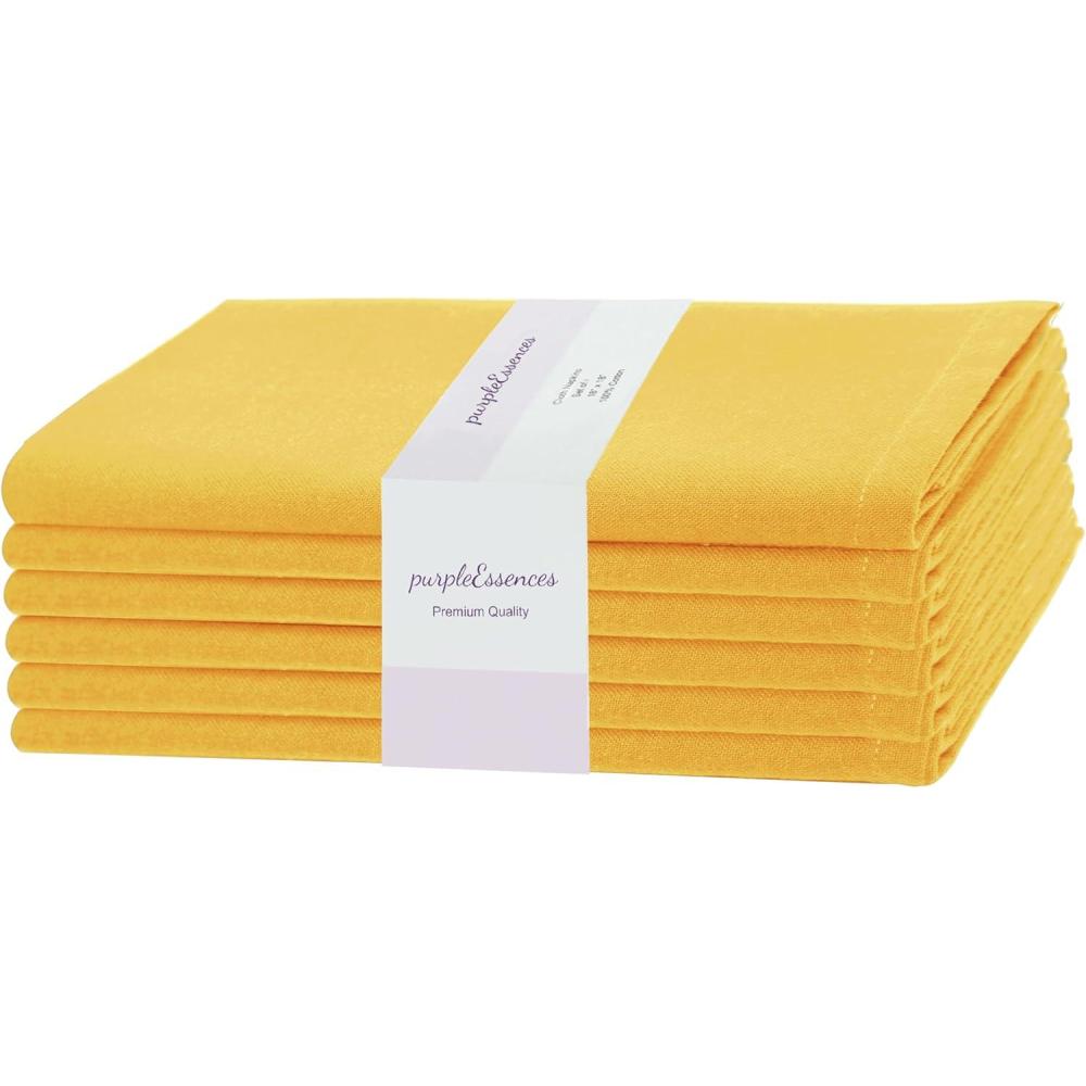 imagePurpleEssences Set of 12 Cloth Dinner Napkins 100 Cotton 18x18 Inch  Soft Durable Washable  Ideal for Farmhouse Party Fall Thanksgiving  Perfect Everyday Use Table Linen  BurgundyGolden Yellow