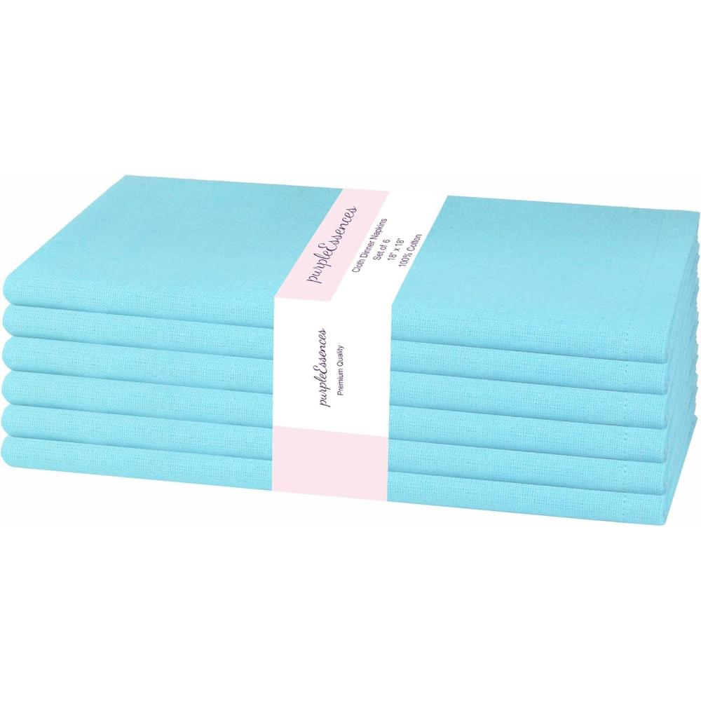 imagePurpleEssences Set of 12 Cloth Dinner Napkins 100 Cotton 18x18 Inch  Soft Durable Washable  Ideal for Farmhouse Party Fall Thanksgiving  Perfect Everyday Use Table Linen  BurgundyAqua Blue