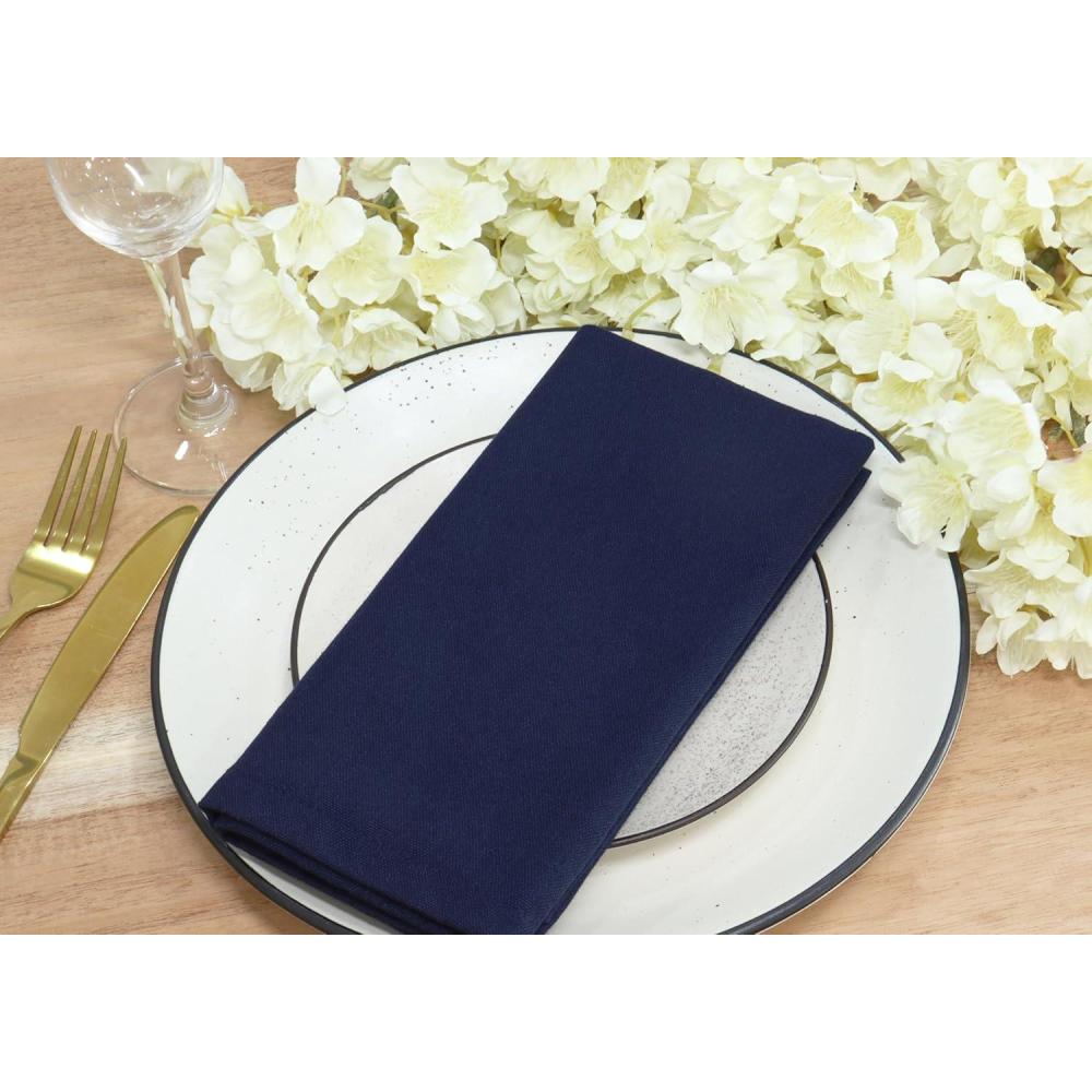 imagePurpleEssences Set of 12 Cloth Dinner Napkins 100 Cotton 18x18 Inch  Soft Durable Washable  Ideal for Farmhouse Party Fall Thanksgiving  Perfect Everyday Use Table Linen  BurgundyNavy Blue