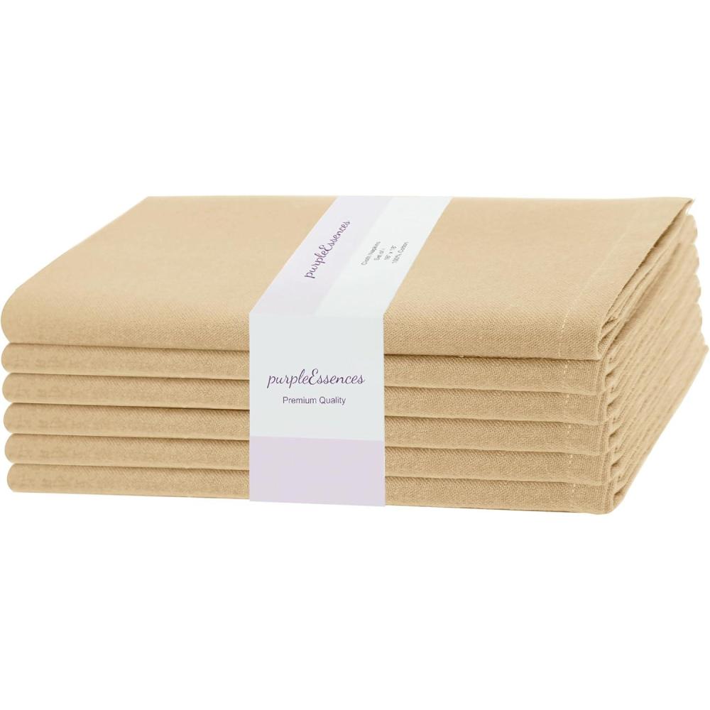 imagePurpleEssences Set of 12 Cloth Dinner Napkins 100 Cotton 18x18 Inch  Soft Durable Washable  Ideal for Farmhouse Party Fall Thanksgiving  Perfect Everyday Use Table Linen  BurgundyBeige
