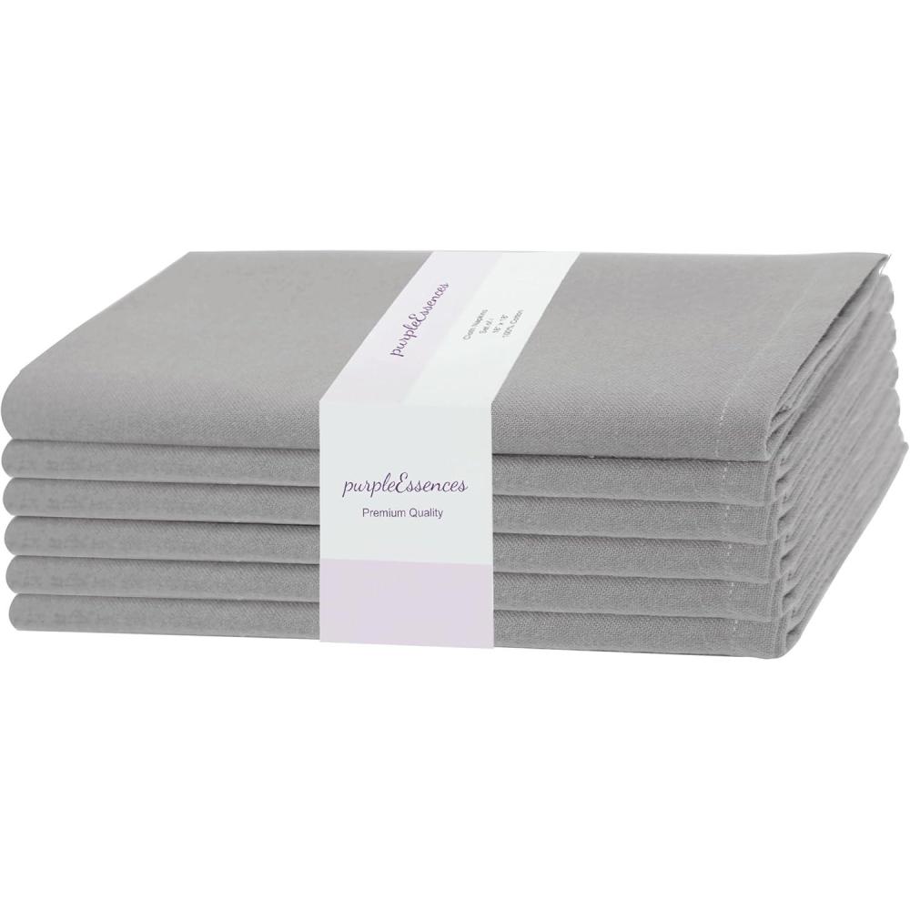 imagePurpleEssences Set of 12 Cloth Dinner Napkins 100 Cotton 18x18 Inch  Soft Durable Washable  Ideal for Farmhouse Party Fall Thanksgiving  Perfect Everyday Use Table Linen  BurgundyAsh Grey