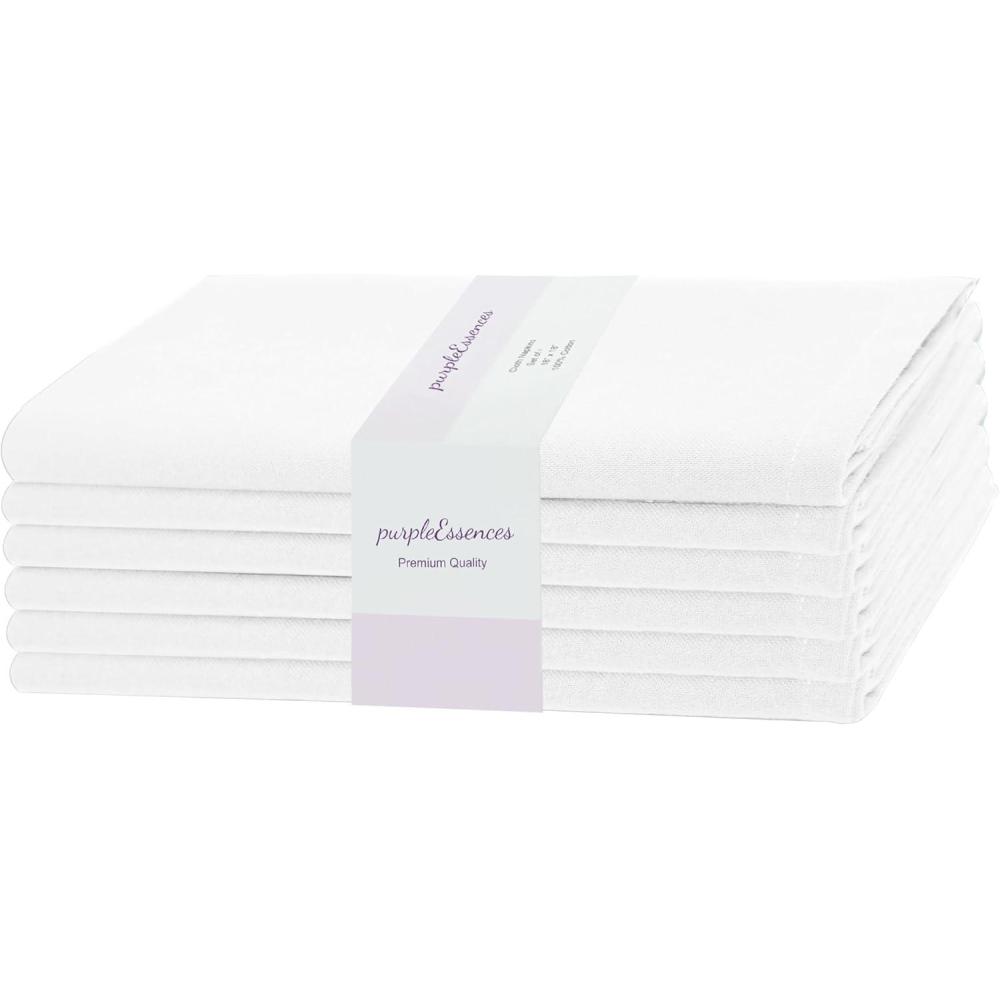 imagePurpleEssences Set of 12 Cloth Dinner Napkins 100 Cotton 18x18 Inch  Soft Durable Washable  Ideal for Farmhouse Party Fall Thanksgiving  Perfect Everyday Use Table Linen  BurgundyWhite