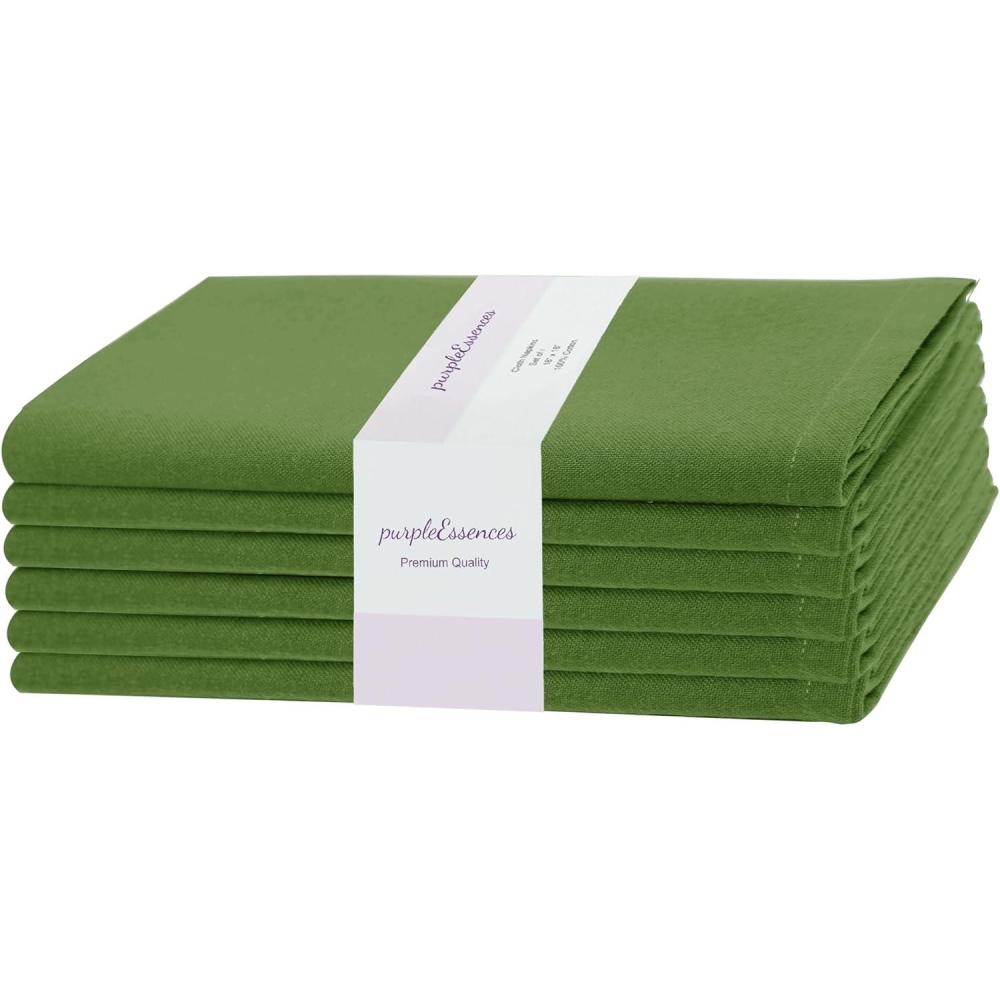 imagePurpleEssences Set of 12 Cloth Dinner Napkins 100 Cotton 18x18 Inch  Soft Durable Washable  Ideal for Farmhouse Party Fall Thanksgiving  Perfect Everyday Use Table Linen  BurgundySage Green