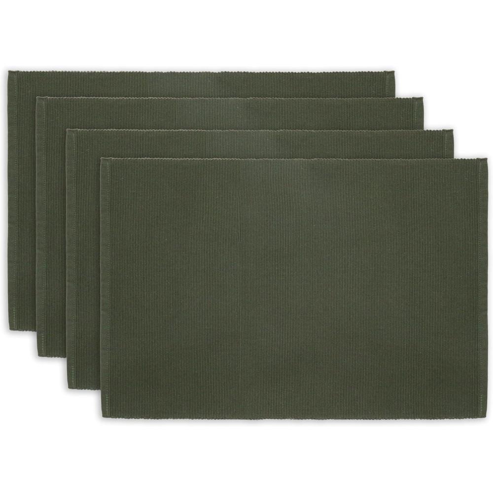 imagePurpleEssences Solid Ribbed Placemats 100 Cotton Place mats Set of 4 13x19 Inch Thick Durable Table Mats for Dining Kitchen or Casual Farmhouse Tabletop Dcor Fall Thanksgiving  RustOlive Green