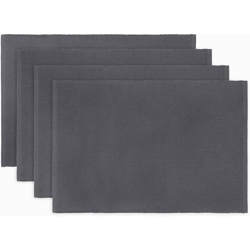imagePurpleEssences Solid Ribbed Placemats 100 Cotton Place mats Set of 4 13x19 Inch Thick Durable Table Mats for Dining Kitchen or Casual Farmhouse Tabletop Dcor Fall Thanksgiving  RustMineral Gray