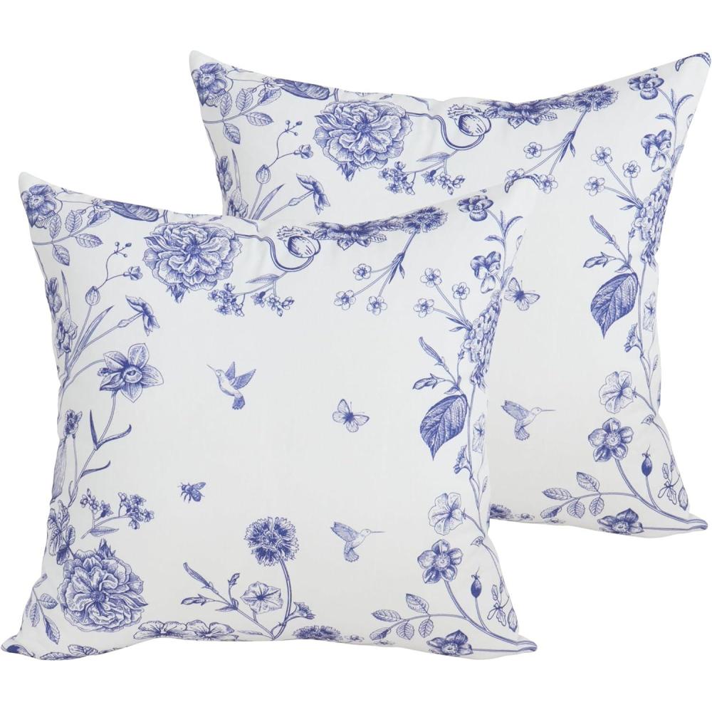 imagePurpleEssences Throw Pillow Covers  18x18 Inch  Floral Spring Cushion Covers  for Seasonal Living Room Decor  Chintz JacobeanFrench Flower Garden