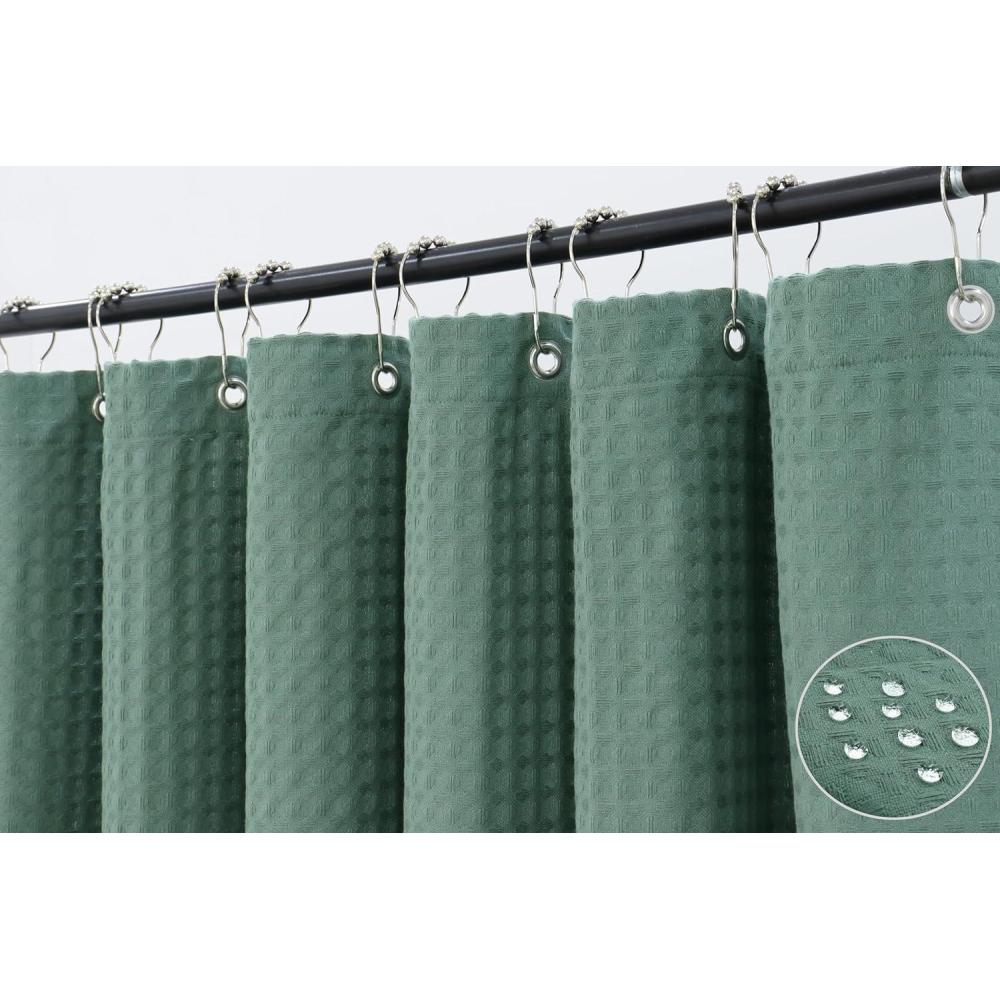imagePurpleEssenecs Shower Curtain  Waffle Textured Heavy Duty Thick Fabric Shower Curtains for Bathroom Luxury Weighted Cloth Bath Curtain  Fall Thanksgiving  36quot W x 72quot L  Pack of 1  Sage GreenSage Green