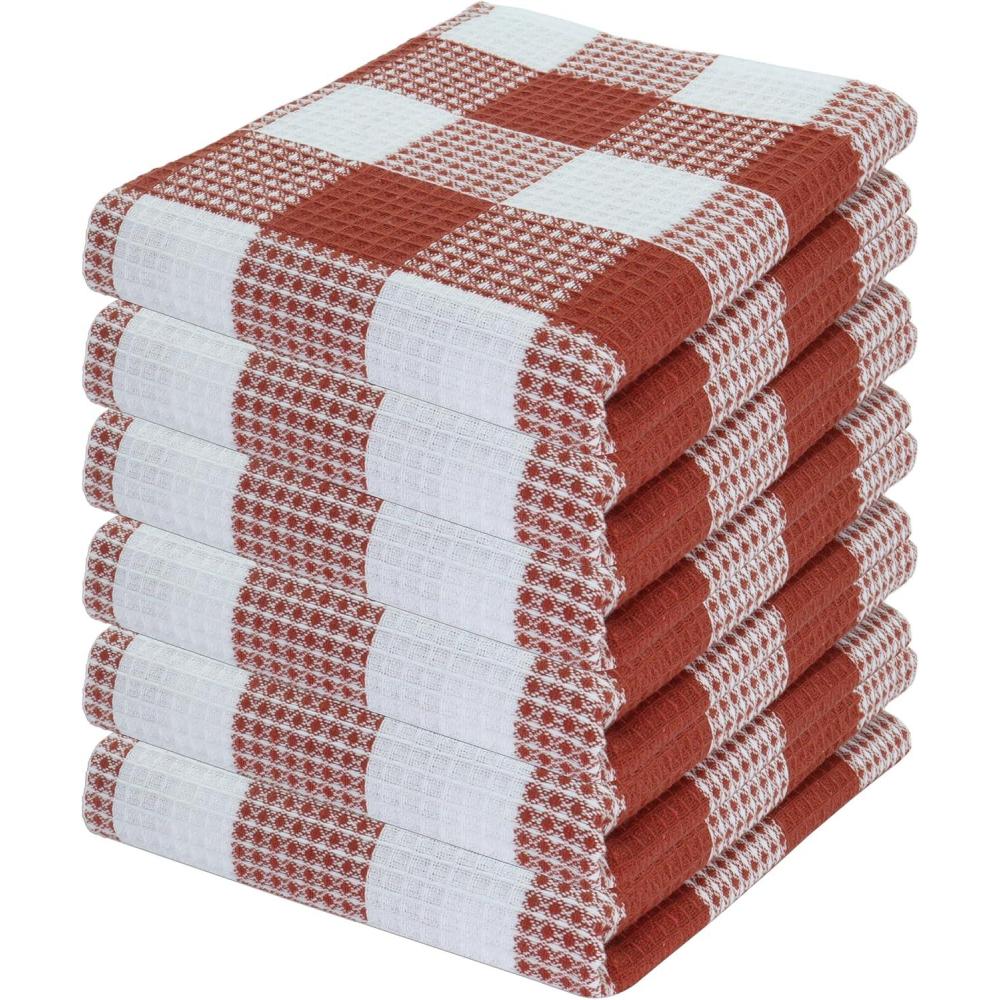 imageWaffle Weave Plaid Dish Cloths 100 Cotton  12 x 12 Inches Ultra Soft Absorbent Quick Drying Dish Towels Buffalo Check Dish Rags for Kitchen 8 Pack  Fall Thanksgiving  Black ampamp WhiteRust White