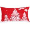 PurpleEssences 12×20-In Christmas Pillow Covers, Set of 2 Winter Holiday Red Pillow Covers, Washable Christmas Throw Pillow Covers, Believe and Merry Christmas(Red – Belive and Santa Above Pine)