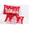 PurpleEssences 12×20-In Christmas Pillow Covers, Set of 2 Winter Holiday Red Pillow Covers, Washable Christmas Throw Pillow Covers, Believe and Merry Christmas(Red – Belive and Santa Above Pine)