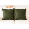 PurpleEssences 2 Pack Boho Cotton Fringe Throw Pillow Covers, Decorative Cushion Covers with Tassels for Couch, Sofa, Bed, Farmhouse Home Décor Fall Thanksgiving – Royal Linen(Olive Green)