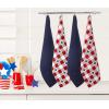 PurpleEssences 4th of July Assorted Kitchen Towels 100% Cotton – Pack of 4-18×28 Inches – Independence Day Indoor Decorations – Labor Day – Let Freedom Ring Stripe Flag America(Star Checks Print and Waffle)