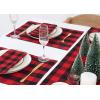 PurpleEssences 4th of July Buffalo Plaid Placemats, Set of 4, Washable Spill Proof Double Layer Woven Checkered placemat for Dining Table and Kitchen – 13 x 19 Inch – Labor Day – Red Blue and White(Red and Black)